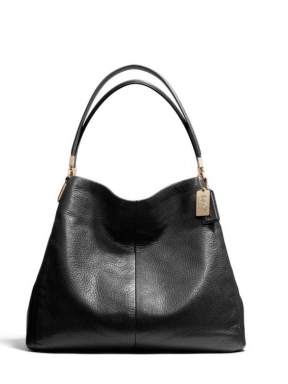 Coach Madison Phoebe Black Pebbled Leather Hobo Shoulder Bag